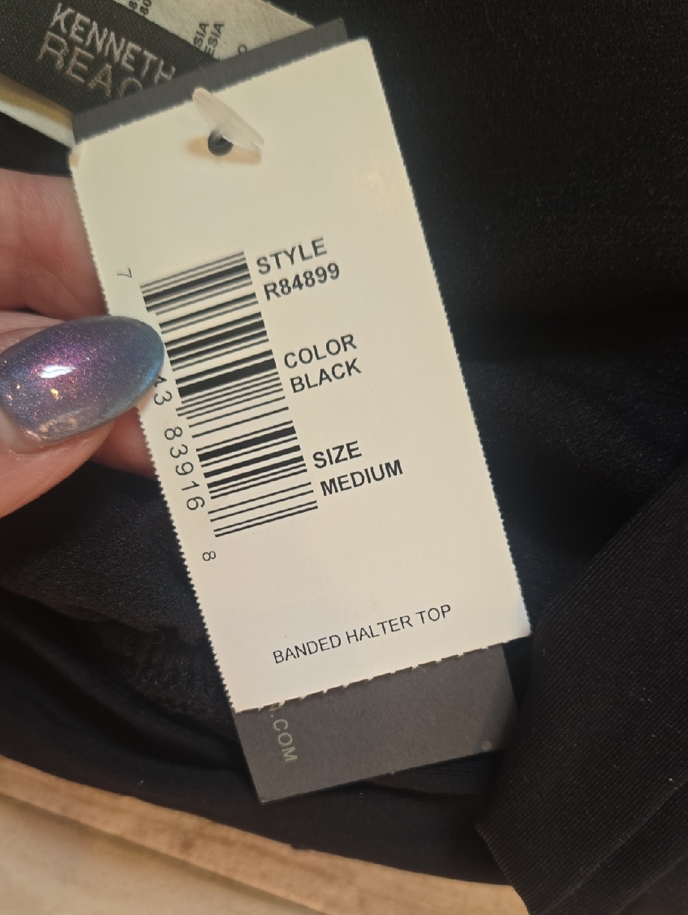 New Kenneth Cole Reaction Black Banded Ruffle Halter Bikini Top - Picture 6 of 9